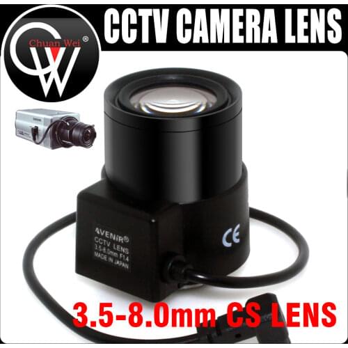 Japan imports 3.5-8mm lens CS Mount Varifocal Manual Iris CCTV Lens for CCTV Security Cameras