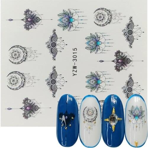 1 Sheet 2020 New Arrival Jewelry Flower Water Decal Black Sticker For Nail Pattern Painting Wrap Paper Foil Tip Tattoo Manicure