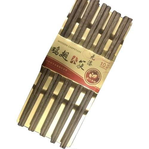 10 Pairs Of Chinese Chopsticks Reusable Log Sushi Sticks Green Tableware