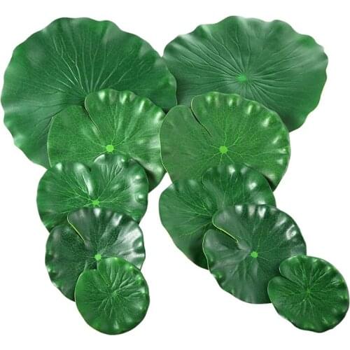 10 Pieces 5 Kinds Artificial Floating Foam Lotus Leaves Lily Pads Artificial Foliage Pond Decor for Pool Aquarium Decor
