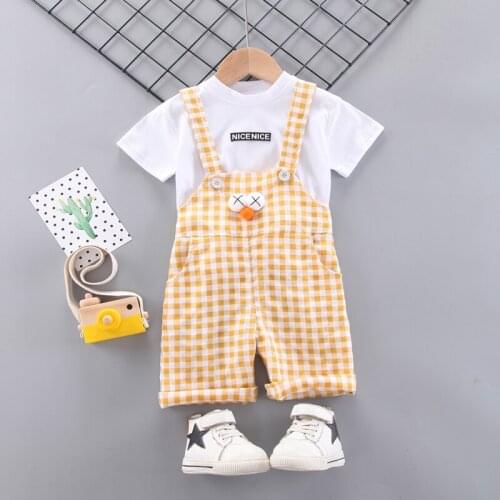 2021 Summer style baby boy clothes set T shirt +Coveralls 2pcs gentleman newborn baby clothing set Infant toddler Sportswear