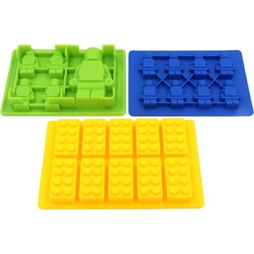 3pcs/set 100% Foodgrade Silicone Mold Cake Mold Robots Bricks chocolate cake ice cream mold