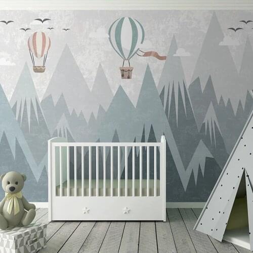 Custom 3D Photo Wallpaper Cartoon Balloon Geometric Mountain Children Room Bedroom Wall Decoration Painting Papier Peint Mural