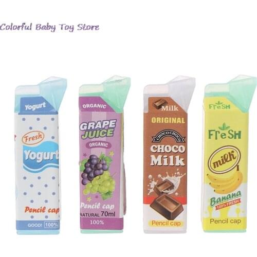 4 Pcs/Set 1:12 Scale Miniature Dollhouse Food Milk Carton Bottle Drink Cup Pretend Foods For Doll House Kitchen Accessories