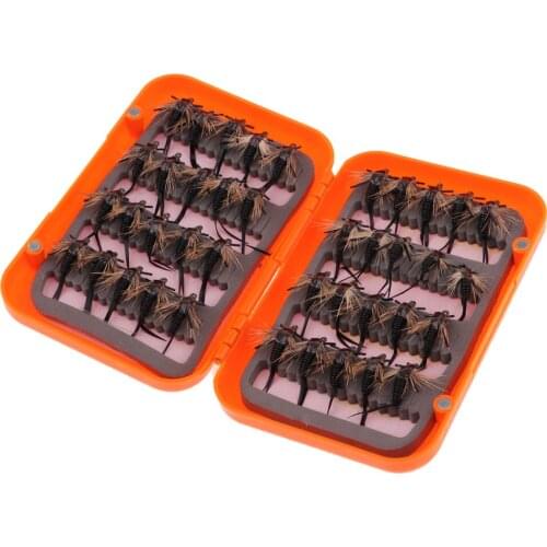 40pcs Fly Fishing Flies Kit Bead Head Nymph Flies Sinking Trout Wet Flies with Fly Box Purple/Black/Pink