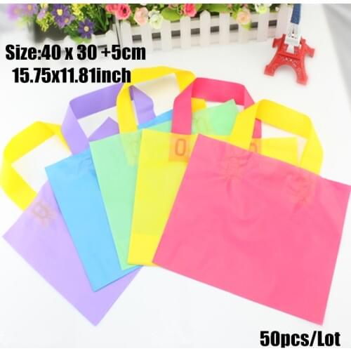 50pcs/lot 40*30+5cm(15.75*11.81'') custom gift bags Plastic Shopping Bags wholesale with Handle promotion Packing Bag Plastic