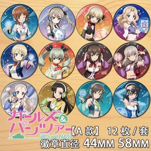 Anime GIRLS und PANZER Nishizumi Miho Reizei Mako Figure Badge Round Brooch Pin Gifts Kids Collection Toy