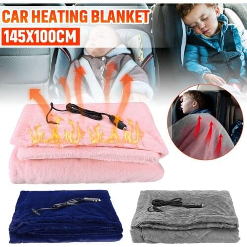 Car Heating Blanket Winter Heated 12V/24V Warm Auto Electric Fleece Blanket For Car Constant Temperature 145x100cm 110x70cm