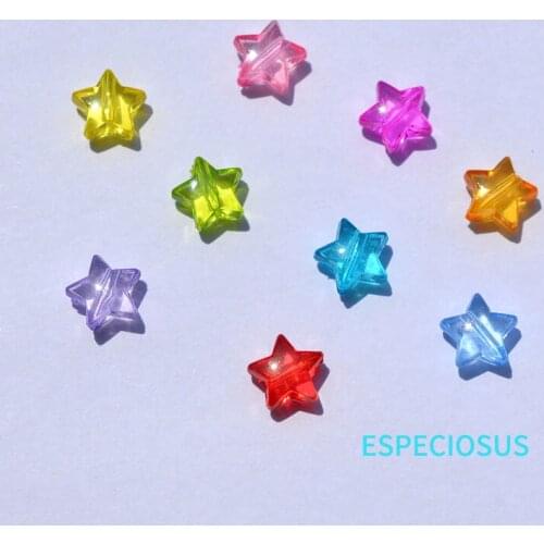 DIY Jewelry Accessory 11MM Acrylic Beads Transparent Pentagram Charms Multi Color Acrylic Spacer Bracelet Making Departments