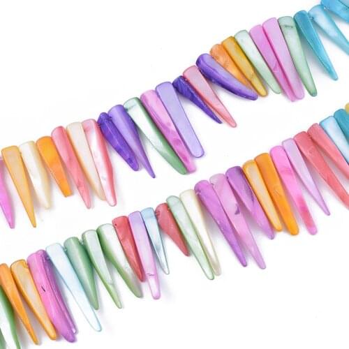 55pcs/strand Freshwater Shell Beads Tusk Shape Charms Pendants For DIY Necklace Bracelet Earring Jewelry Making Accessories