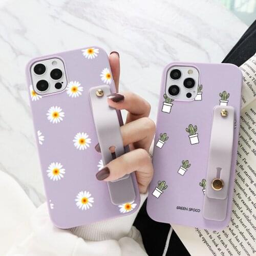 Wrist Strap Case For Samsung Galaxy S21 S20 FE Note 20 Ultra 10 9 8 S10 S10e S9 S8 S7 Edge Lite Pro J6 2018 Daisy Flower Cover