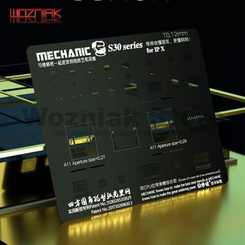 MECHANIC S30 BLACK Tin Planting BGA Reballing Steel Mesh for IPHONE APPLE 5/5s/6/6P/7/7p8X/Xs/XR/XsMAX 0.12MM Template