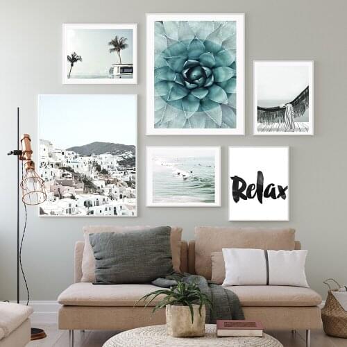Flower Poster Nordic Canvas Painting Photography Seagull Art Print Natural Travel Beach Wall Picture for Living Room Home Decor