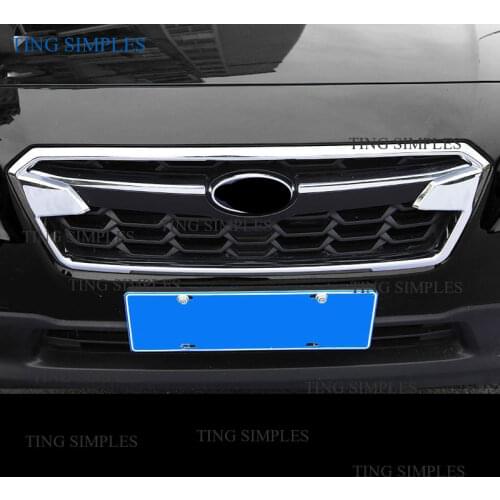 For SUBARU XV 2018 1PC ABS Chrome/carbon fibre Car Front Grill Grille Decorative Cover Trim Car Styling Auto Accessories