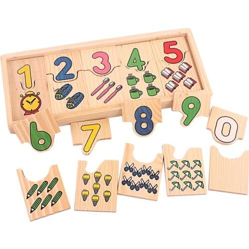 Montessori Wooden Math Toys Digitals Number 0-9 Digital Pairing Board with Solid Wood Box Toy for Children Kindergarten Boy Girl