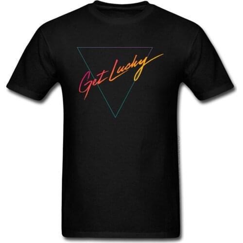 Countryside Rock Band T Shirts For Men Crew Neck Pure Cotton Tee-Shirts Men T-Shirt GET LUCKY Geometry Triangle Graphic Tshirt