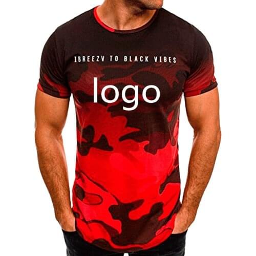 Fashion Summer New Mens T-shirt Custom logo O-neck Casual high quality cotton Camouflage Harajuku Hip hop Mens short sleeve