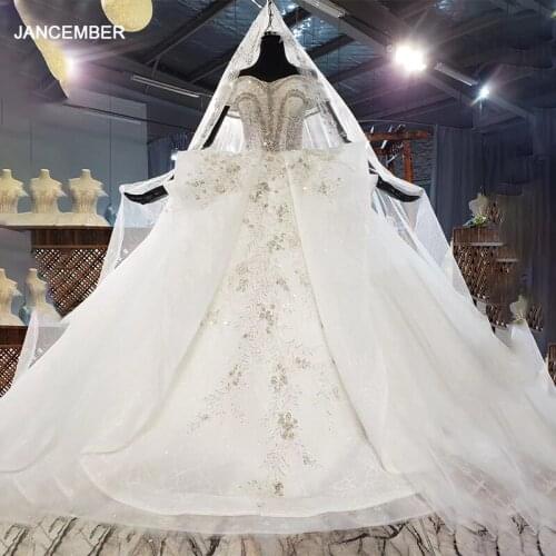 HTL1889 Luxurious Sequined Beading Wedding Dress 2020 Short Sleeve Applique Ball Gowns Crystal Off The Shoulder