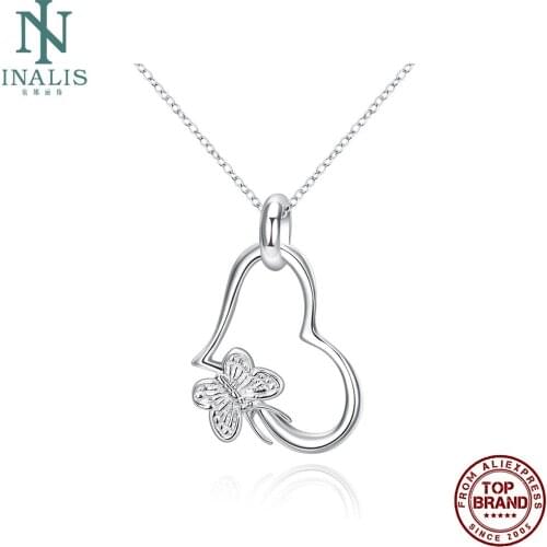 INALIS Romantic Butterfly Hanging Heart Necklaces Pendant For Women Copper Female Pendants Wedding Fashion Jewelry Recommend