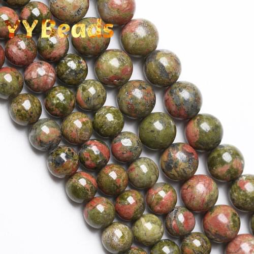 5A Quality Natural Green Unakite Stone Beads Round Loose Charm Beads For Jewelry Making DIY Bracelets Necklaces 4 6 8 10 12mm