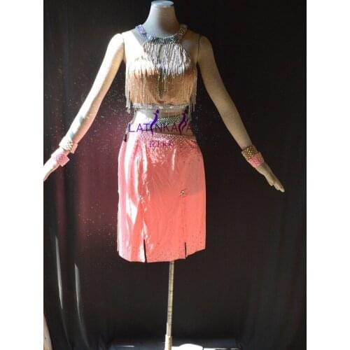 KAKA-NL15125,Women Dance Wear,Pear Beading Latin Dress,Salsa Dress Tango Samba Rumba Chacha Dress,women dance dress