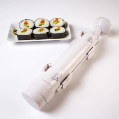 White sushi machine roller rice mold bazooka vegetable meat roll tool DIY sushi maker kitchen tool cooking family rice ball hand