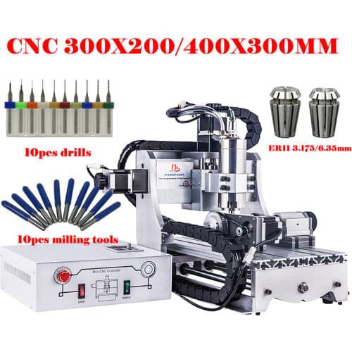 Diy Mini CNC 4030Z 3020Z Metal Wood Router 4 Axis 800W Engraving Milling Machine USB Port for Woodworking Aluminum Carving