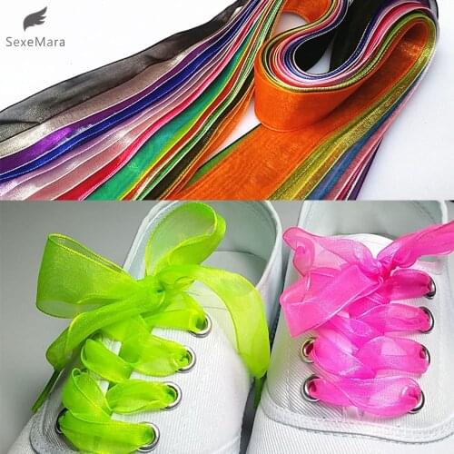 Gootrades Fashion 2.5cm Wide Flat Shoelaces Voile Ribbon Shoe Laces Sneaker Sport Shoes Fantastic