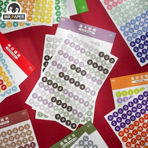 Mr Paper 8 Designs 2 Pcs/bag Moonlight Harbor Series Dots Stickers Hand Account DIY Decor Collage Material Plain Sheet Stickers
