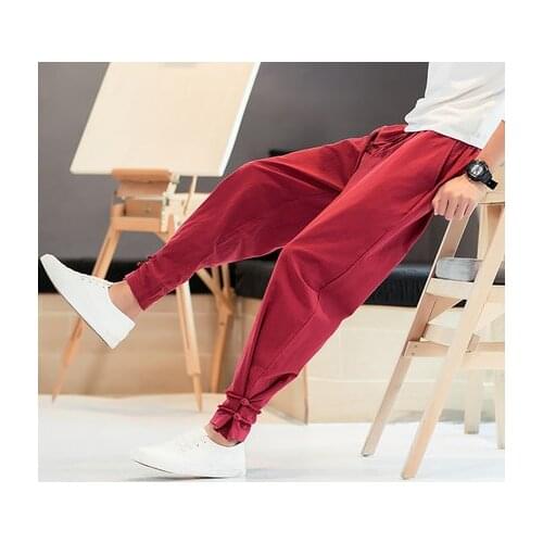 Men Japanese Style Pants Samurai Costume Vintage Male Trousers Vintage Harem Pants Plus Size Haori Kimono Yukata Streetwear