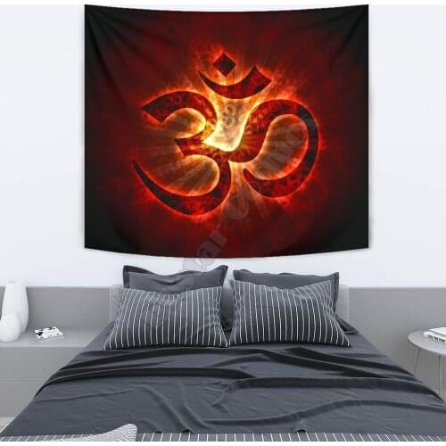 RED AUM WALL TAPESTRY 3D Printed Tapestrying Rectangular Home Decor Wall Hanging