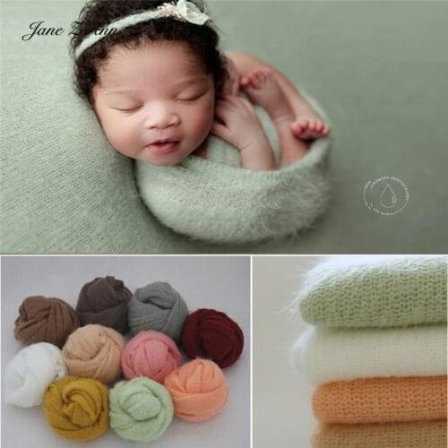 Newborn photography clothing baby photo cute solid color cloth baby mohair knitted wrap 40x160cm