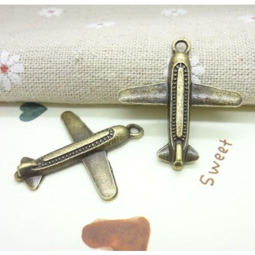 Wholesale 35 pcs Vintage Charms Aircraft Pendant Antique bronze Fit Bracelets Necklace DIY Metal Jewelry Making