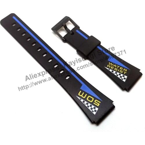 Original Casio W-66 Water Resist - Watch Band Strap - 18mm Black Rubber NOS