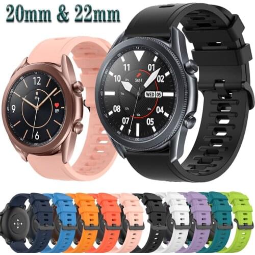 For Samsung Galaxy watch 3 45mm 41mm Strap Sport Silicone Replacement Watchband 20mm 22mm Wristband For Active2 Gear S3 Bracelet