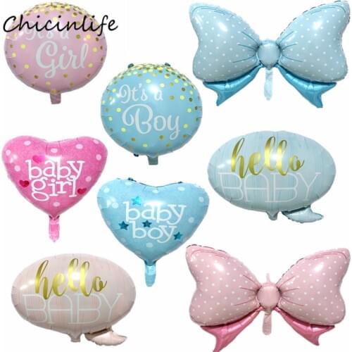 Chicinlife Pink Blue Hello Bow Crown Balloon Baby Shower Balloon Kids Birthday Party Decoration Boy Girl balloon Party Supplies