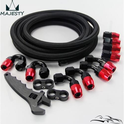 AN10 STEEL/NYLON NBRAIDED OIL line hose+Fitting Adaptor+Wrench Tools Spanner kit