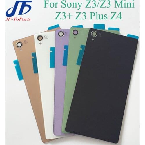 10Pcs Battery Glass Cover Housing For Sony Xperia Z / Z1 Z3 Z5 Compact mini Premium Z4 Z3+ Plus Back Cover Door Case + Adhesive