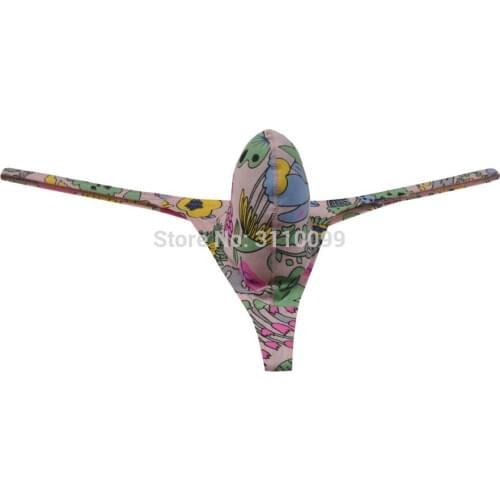 Mens Enhanced Pouch Flowery Print Cotton Jockstrap Thongs Bikini Underwear G-Strings Men Fashion Male Thong Underwear