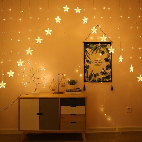 LED Curtain Lights Garland Star Fairy String Lights 220V EU For Home Christmas Wedding Party Mood