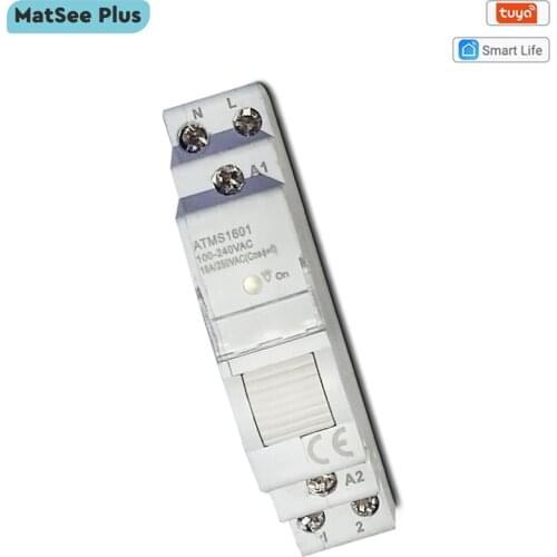 Tuya Smart Life WiFi Din Rail 1P Single Pole Circuit Breaker Dry Contact Timer Relay App Remote Control Works With Alexa Google