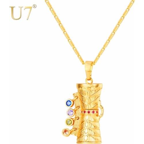 U7 Necklace Colorful CZ KUNDU Drum Pendant & Chain Gold Color Gift For Women/Men Papua New Guinea PNG Jewelry Necklaces P1156