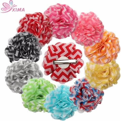 XIMA 1PC 3''Chiffon Flower Hair Floral With Alligator Clip Chiffon Fabric Flower Hair Clips For Girls Hair Accessories 10 Colors