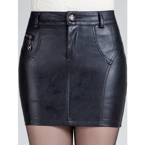 Plus Size 4XL Women Black PU Leather Tight Sexy Bodycon Mini Leather Skirt Short Pencil Skirts Clubwear