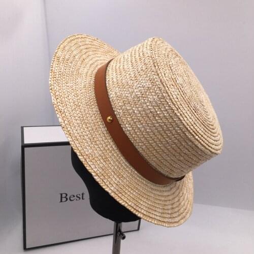 The new 2021 belt womens straw hat prevent bask in summer together straw flat-topped topi contracted