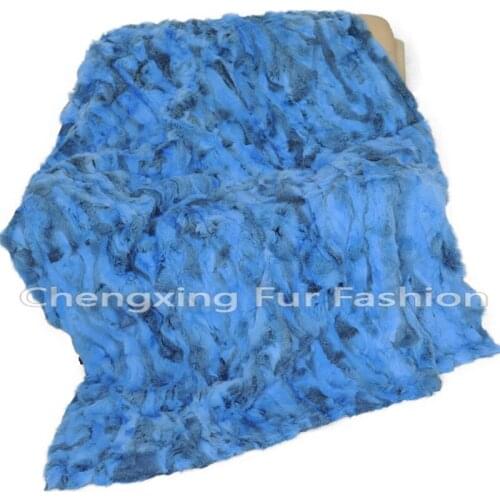 CX-D-11H Sky Blue Patchwork Winter Warm Real Rabbit Fur Rug Rugs Throw