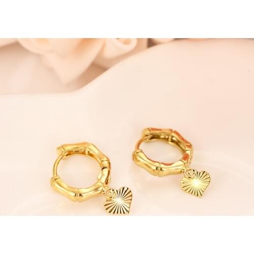 Gold dubai Africa love heart Dangle Earrings Women Fashion Jewelry Gold Metal Drop Earrings For wife motherGifts wedding bridal