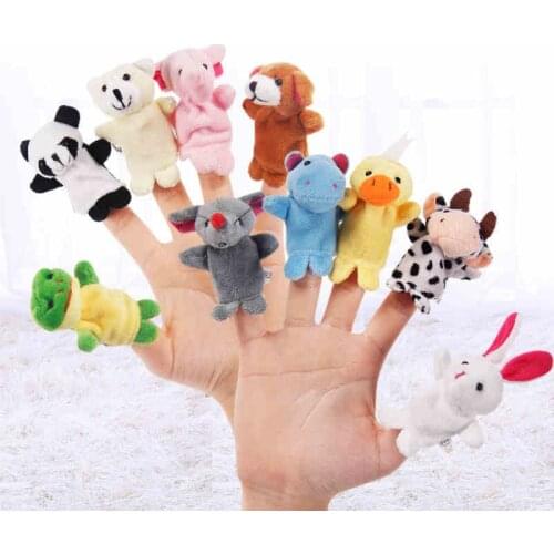 10pcs/lot Cute Little Animal Finger Dolls Soft Plush Toys Animal Finger Puppets Cloth Dolls Baby Educational Finger Toys Sets