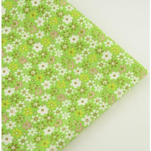 100% Cotton Fabric Green Colour Pre-cut Fat Quarter Home Texitle Patchwork Clothing Telas Tissue Tecidos White Flowers Style CM