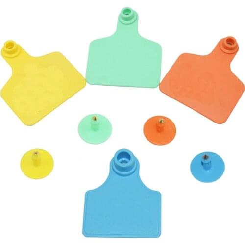 100 Pcs No words Animal identification ear tag Apply to pig Cattle sheep donkey horse Farm animal feeding tools 4 colors